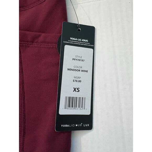 Yogalicious Polarlux Tribeca Full Length Pocket Legging Wine Size XS Fleece Line - Picture 6 of 7
